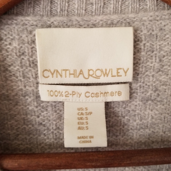 Cynthia Rowley Cashmere 2ply 100% Wool Sweater Woven Heathered Grey Size Small - Picture 4 of 8